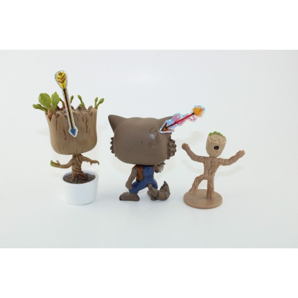 Funko POP GOTG Rocket Racoon #491 Dancing Groot in White Pot #65 Bubble Head Lot - Picture 5 of 13